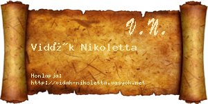Vidák Nikoletta névjegykártya