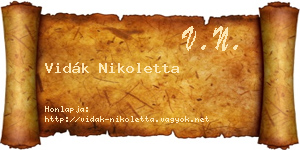 Vidák Nikoletta névjegykártya